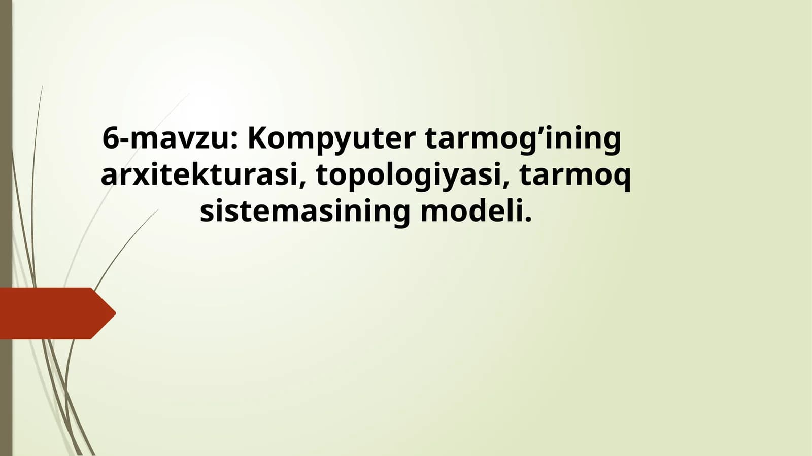 Kompyuter tarmoqining arxitekturasi, topologiyasi, tarmoq sistemasining modeli
