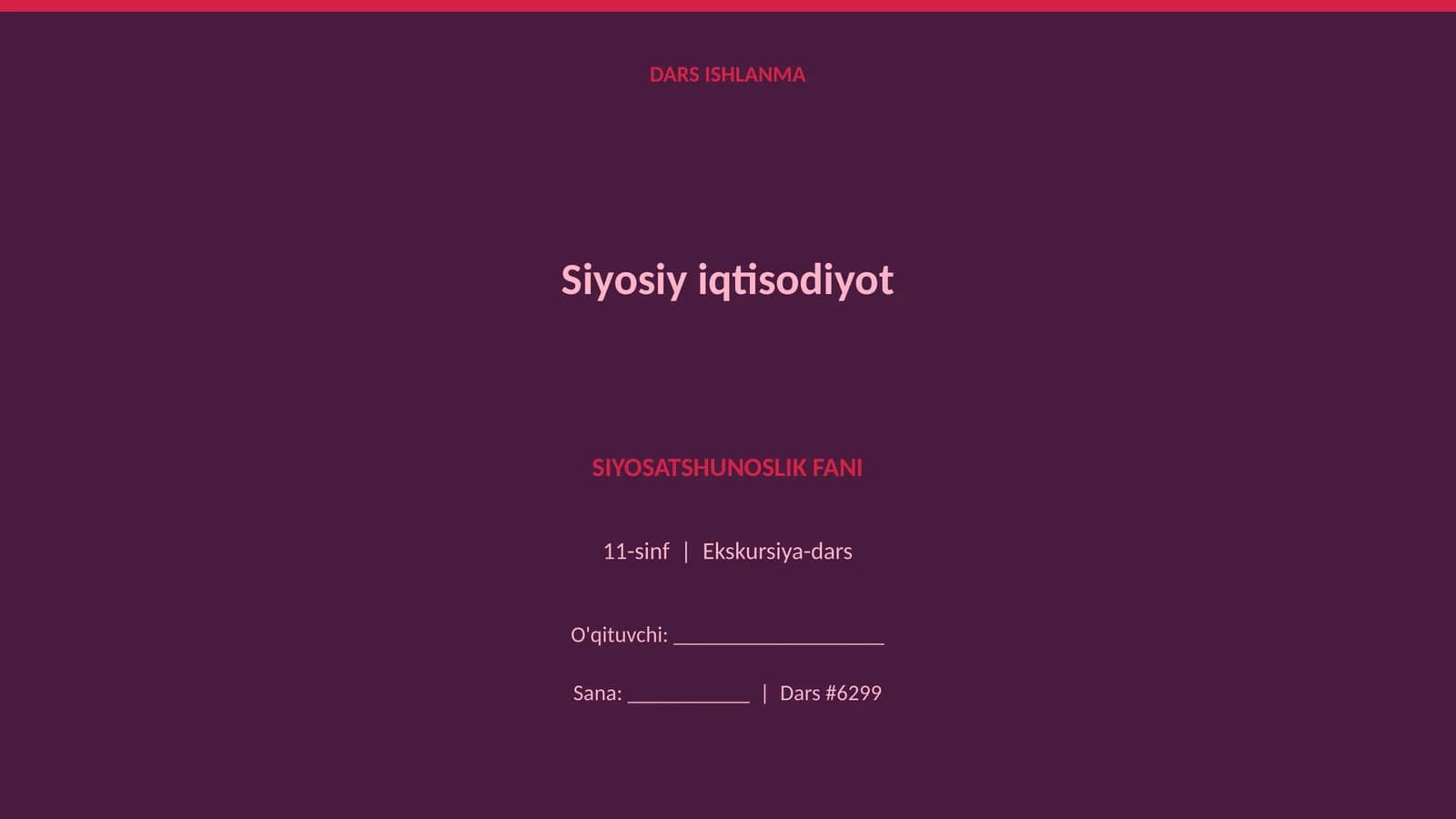 DARS ISHLANMA