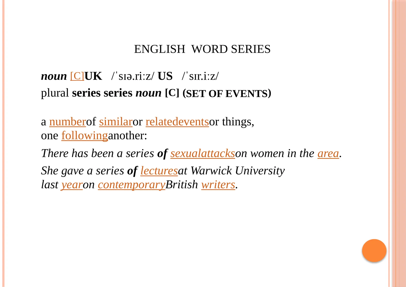 ENGLISH WORD SERIES