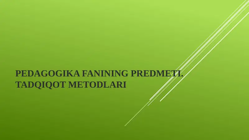 Pedagogika fanining predmeti