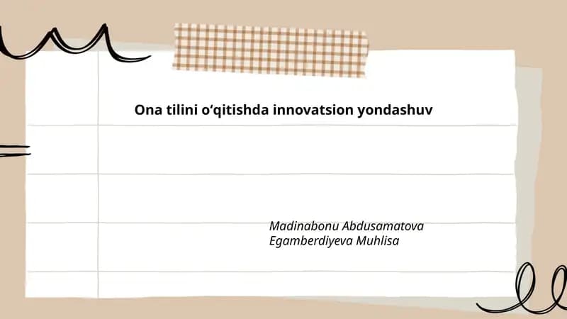 Ona tilini oʻqitishda innovatsion yondashuv