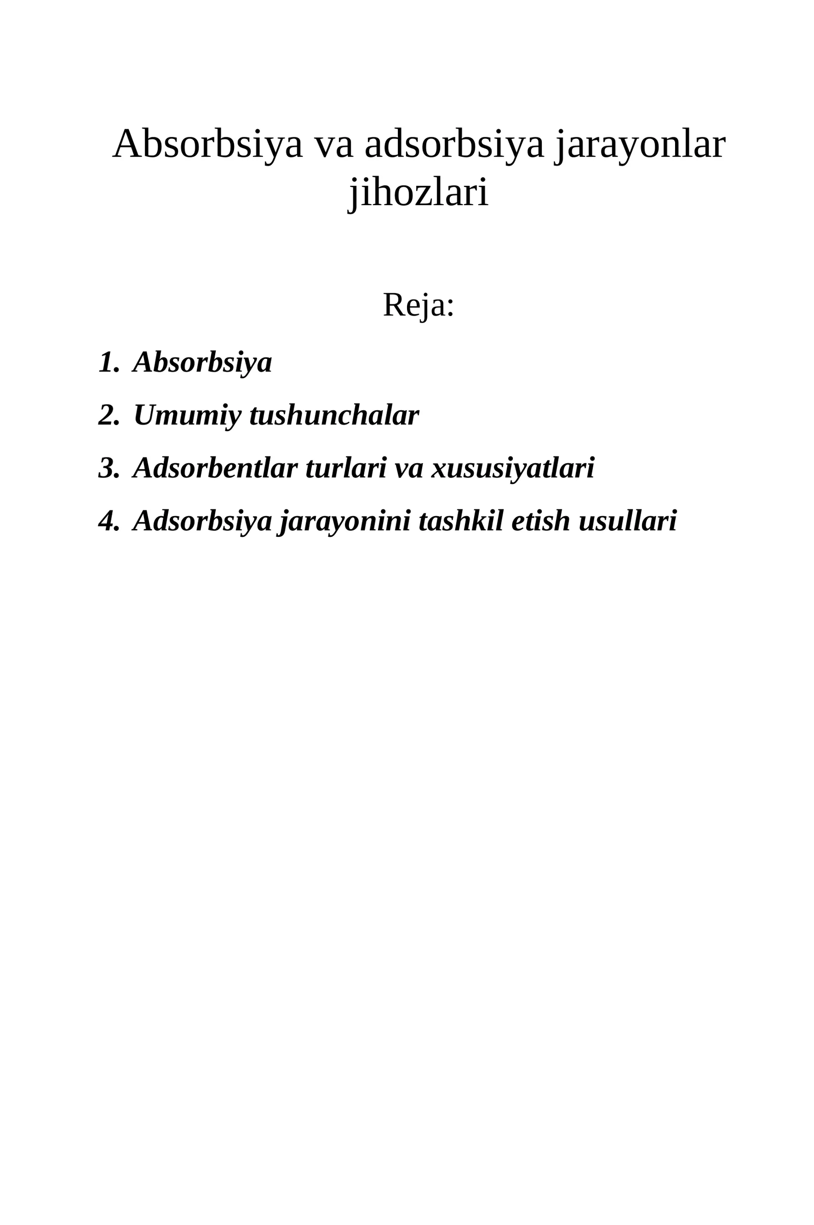 Absorbsiya va adsorbsiya jarayonlar jihozlari