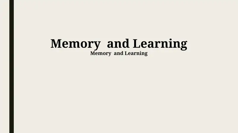Memory and Learning