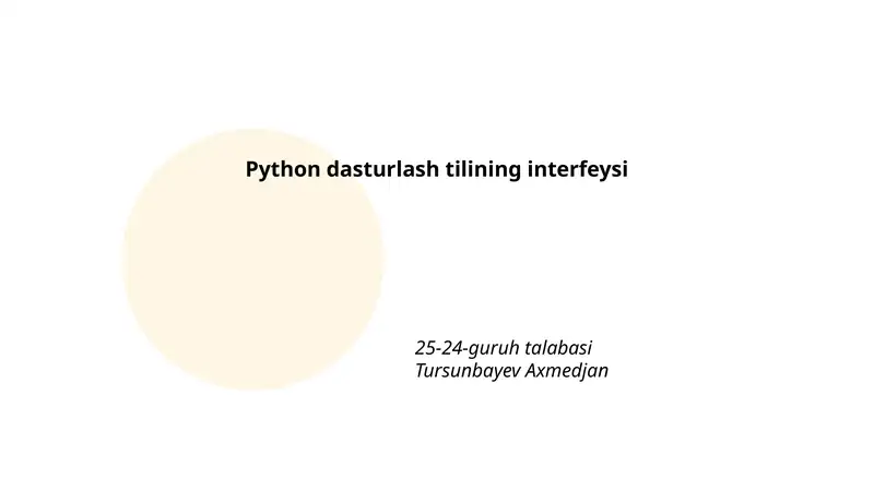 Python dasturlash tilining interfeysi