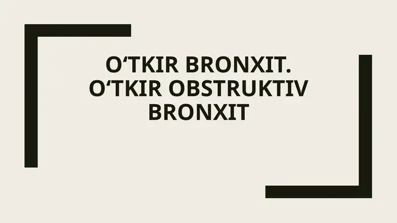 O‘tkir bronxit