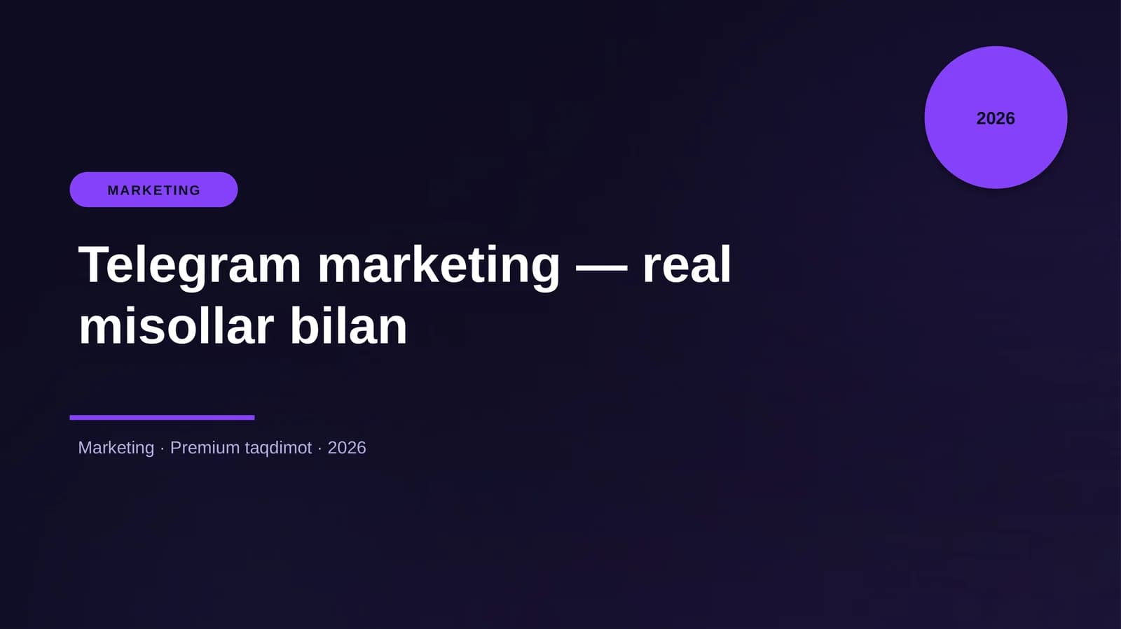 Telegram marketing - real misollar bilan