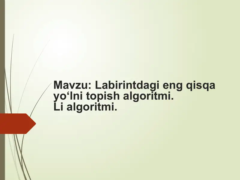 Labirintdagi eng qisqa yo'lni topish algoritmi