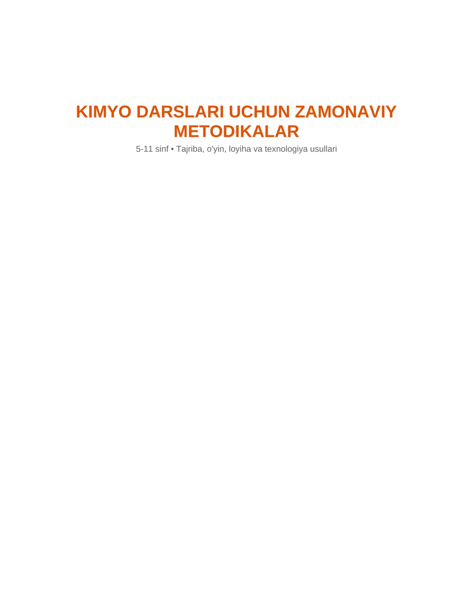 ZAMONAVIY METODIKALAR