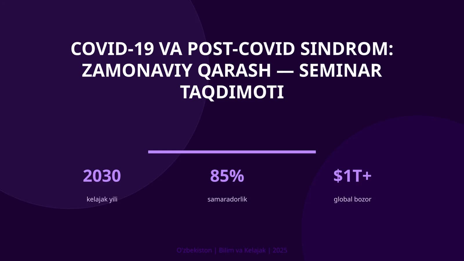 COVID-19 va post-COVID sindrom: zamonaviy qarash — seminar taqdimoti