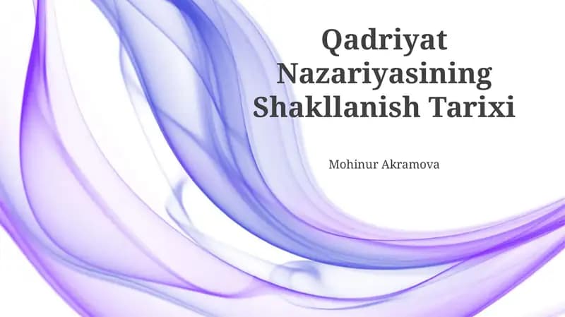 Qadriyat Nazariyasining Shakllanish Tarixi