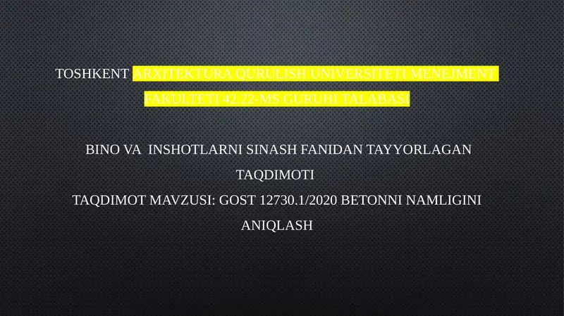 Beton namligini aniqlash