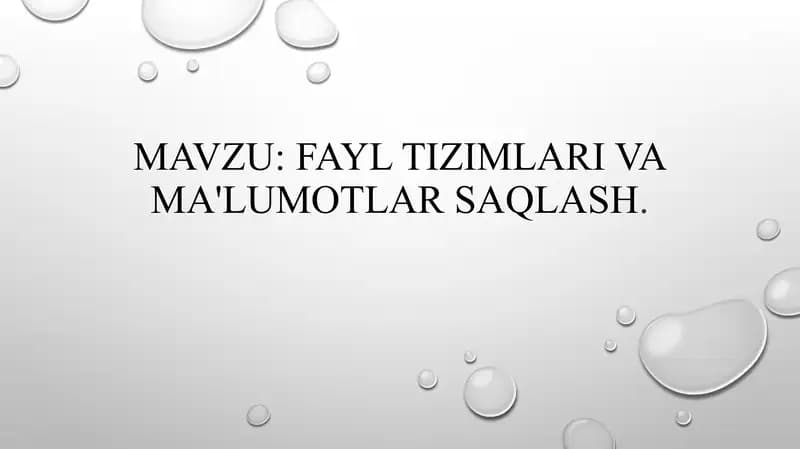 Fayltizimlarivama'lumotlarsaqlash