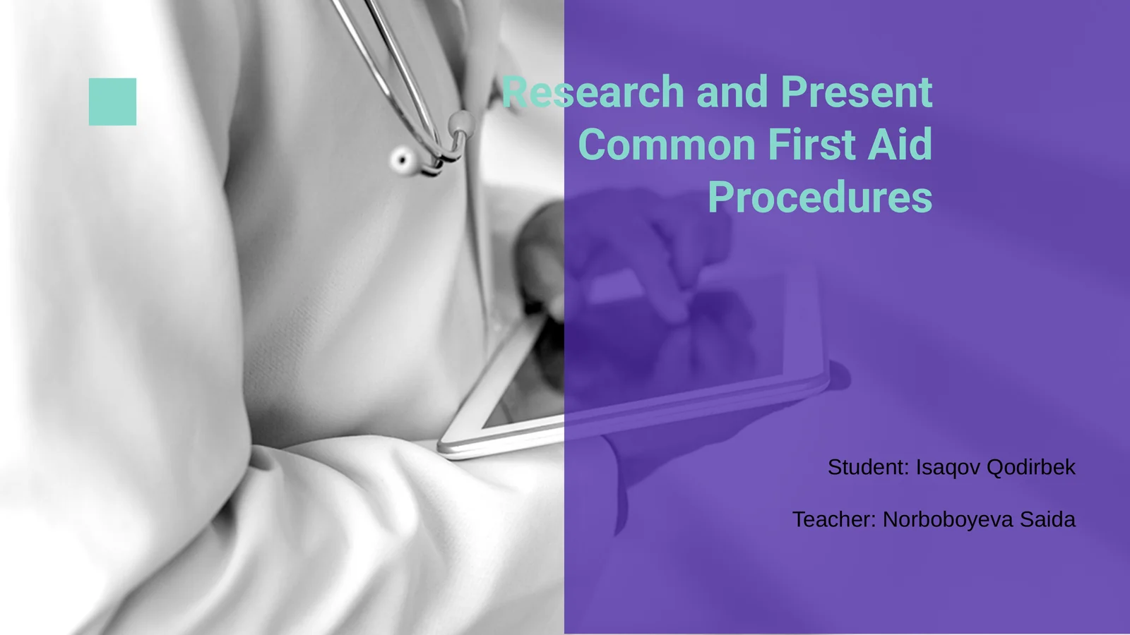 First Aid Procedures Presentation