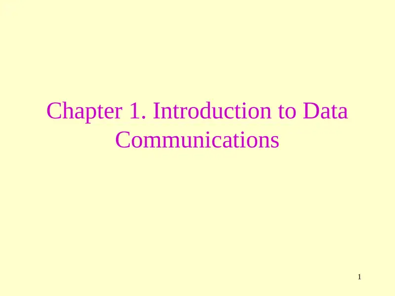 Introduction to Data Communications