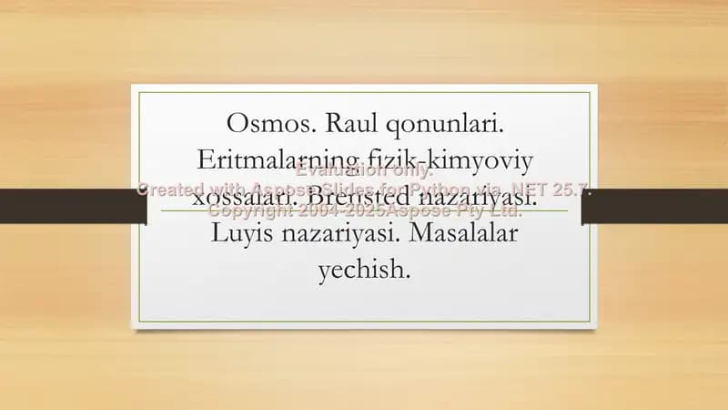 Osmos. Raul qonunlari