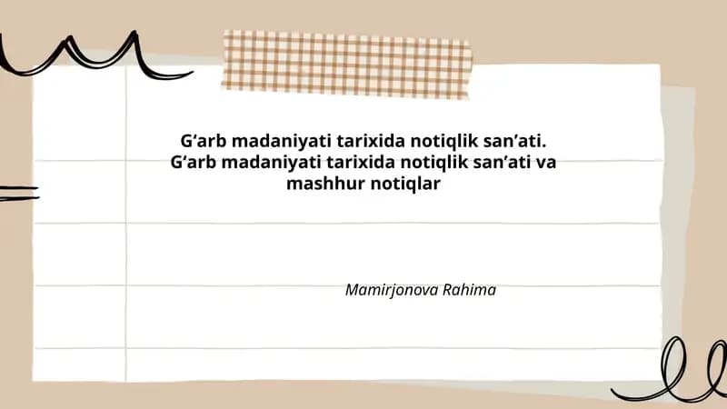 G‘аrb mаdаniyati tаriхidа nоtiqlik sаn’аti