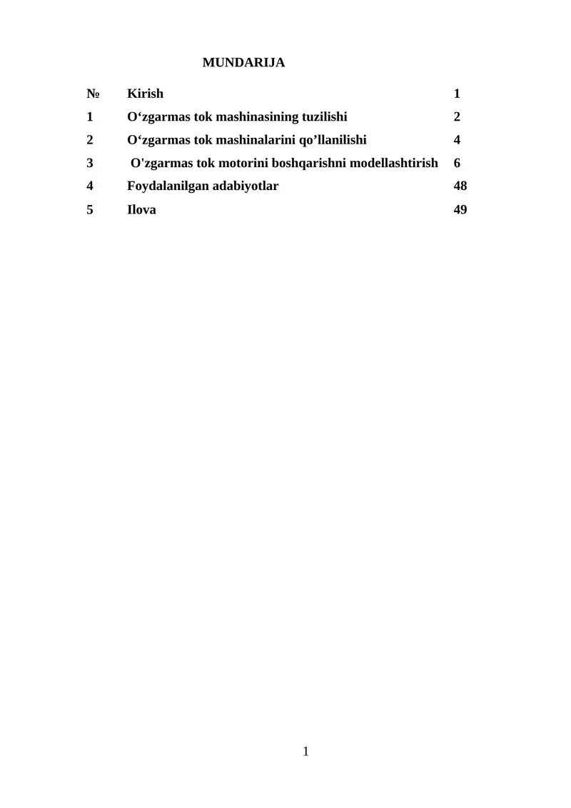 O‘zgarmas tok mashinalarini qo’llanilishi