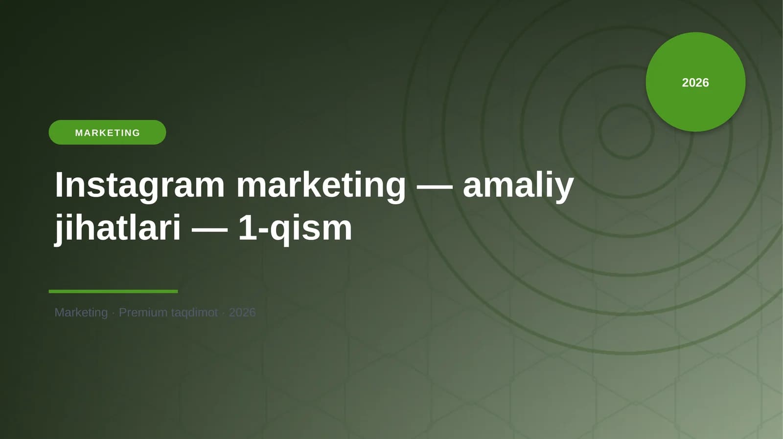 Instagram marketing — amaliy jihatlari — 1-qism