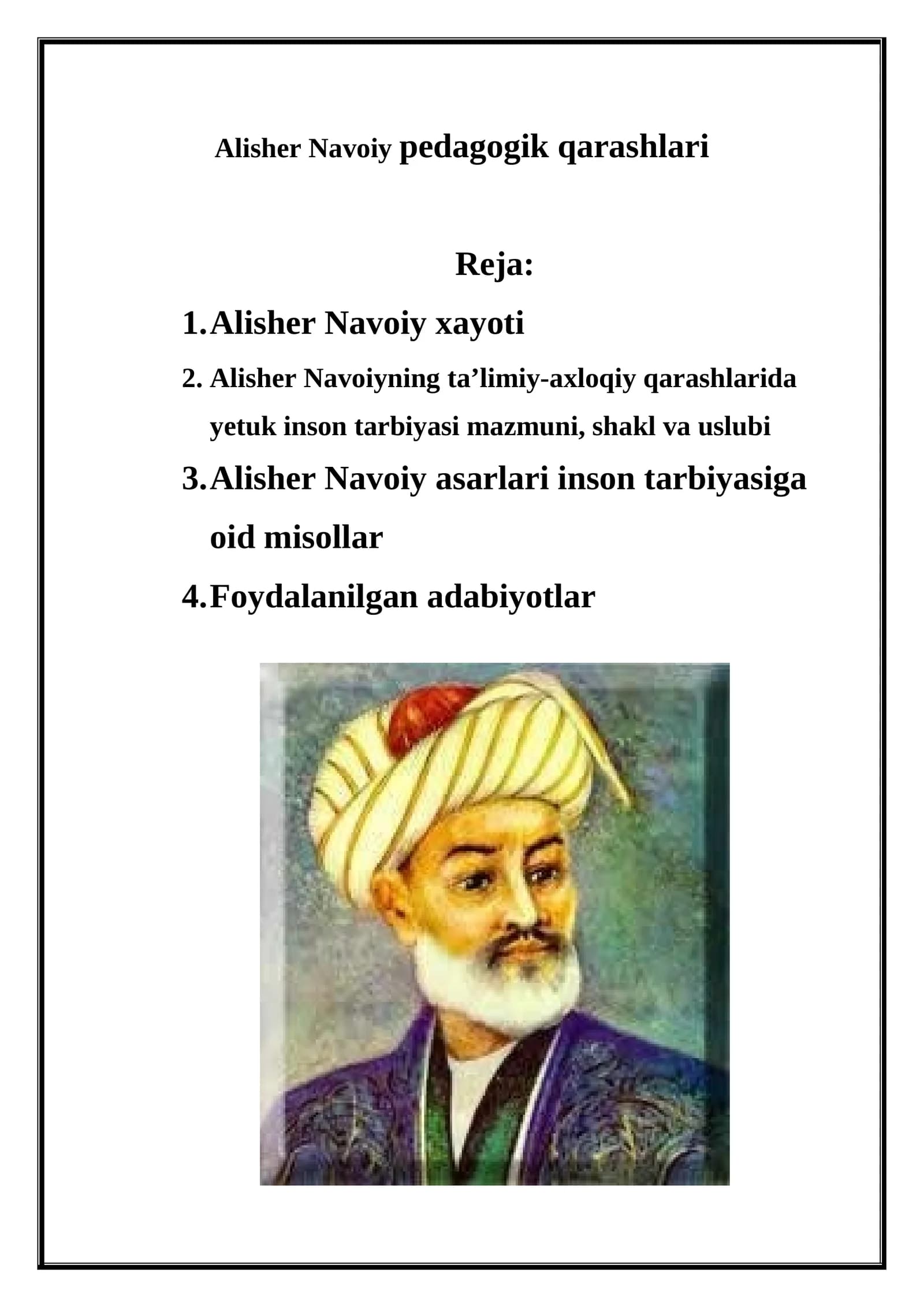 Alisher Navoiy pedagogik qarashlari