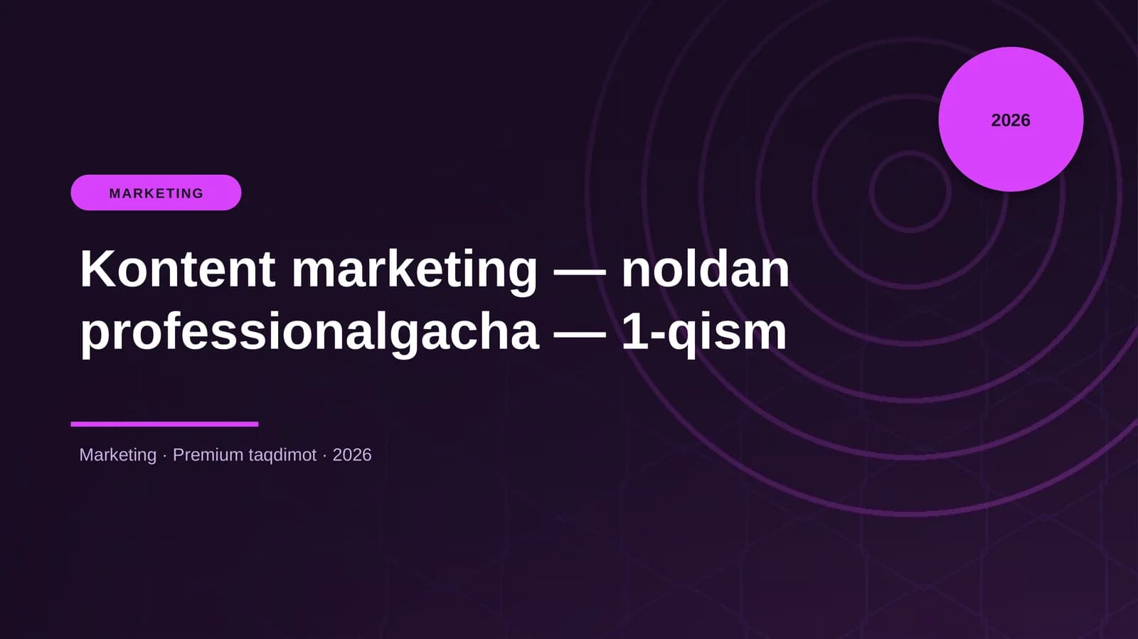 Kontent marketing — noldan professionalgacha — 1-qism