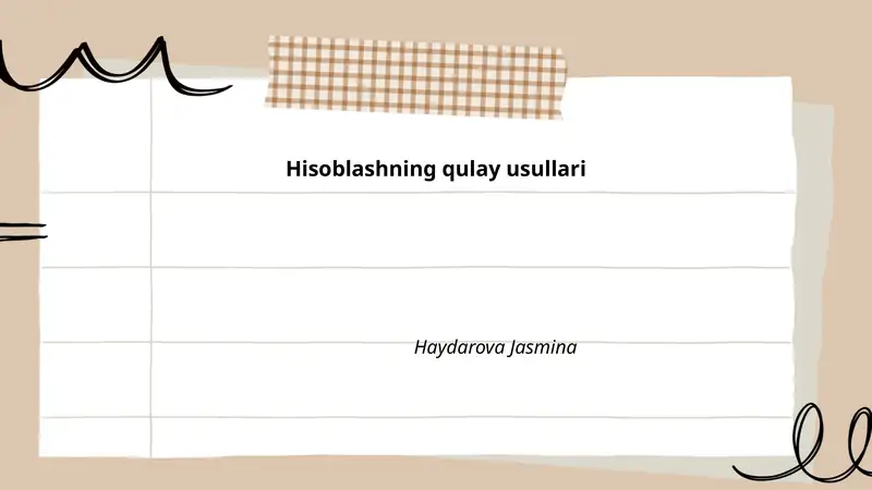 Hisoblashning qulay usullari