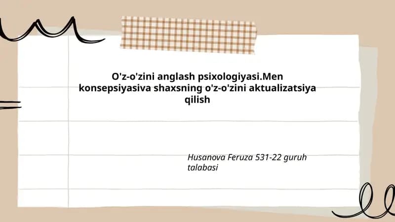 O'z-o'zini anglash psixologiyasi