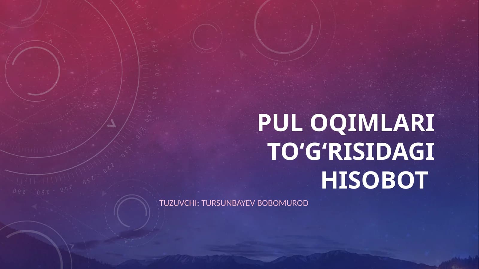 Pul Oqimlari To'g'risidagi Hisobot
