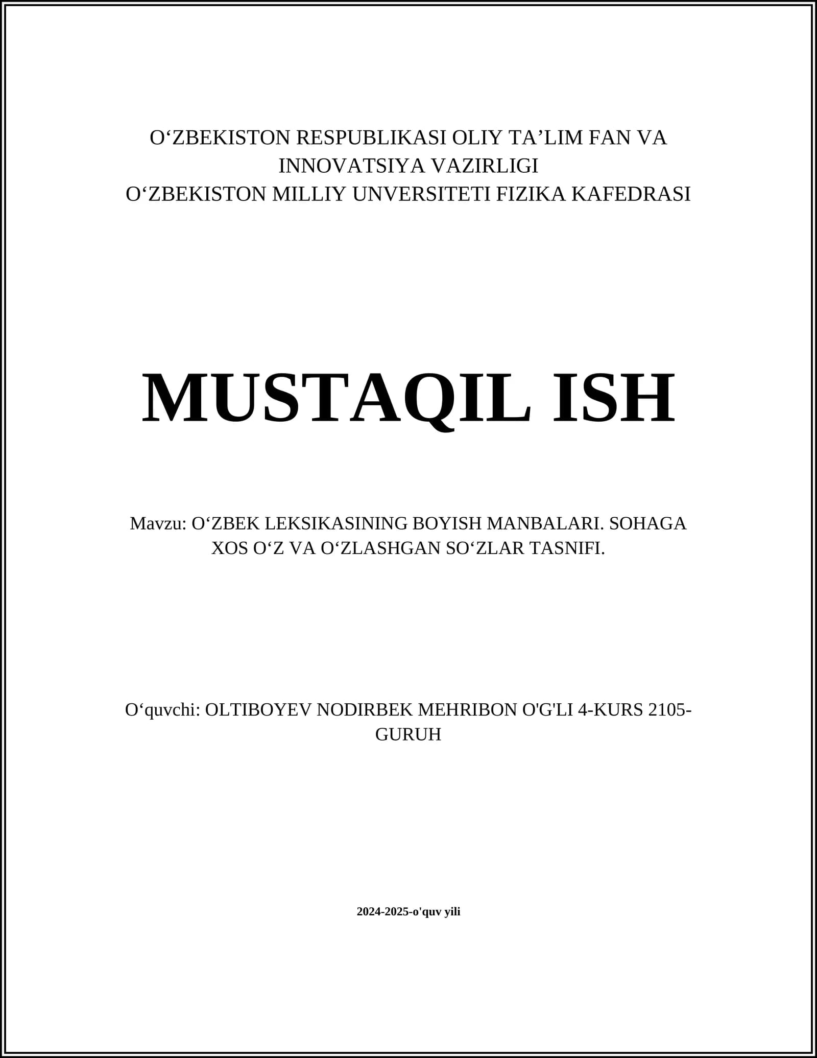 O'zbek leksikasining boyish manbalari