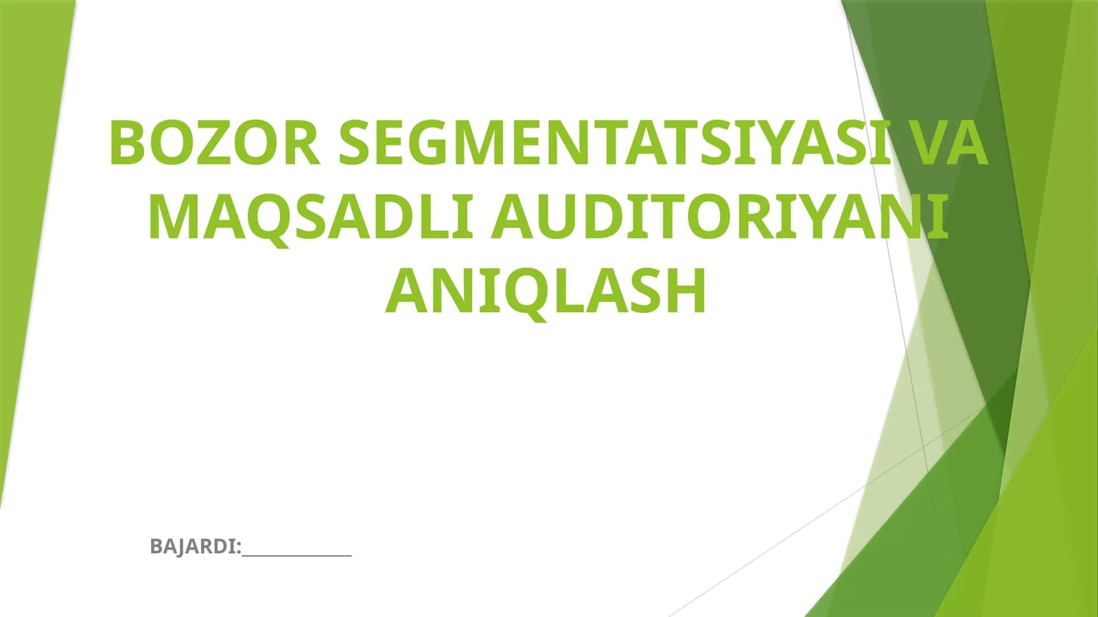 Bozor Segmentatsiyasi va Maqsadli Auditoriyani Aniqlash