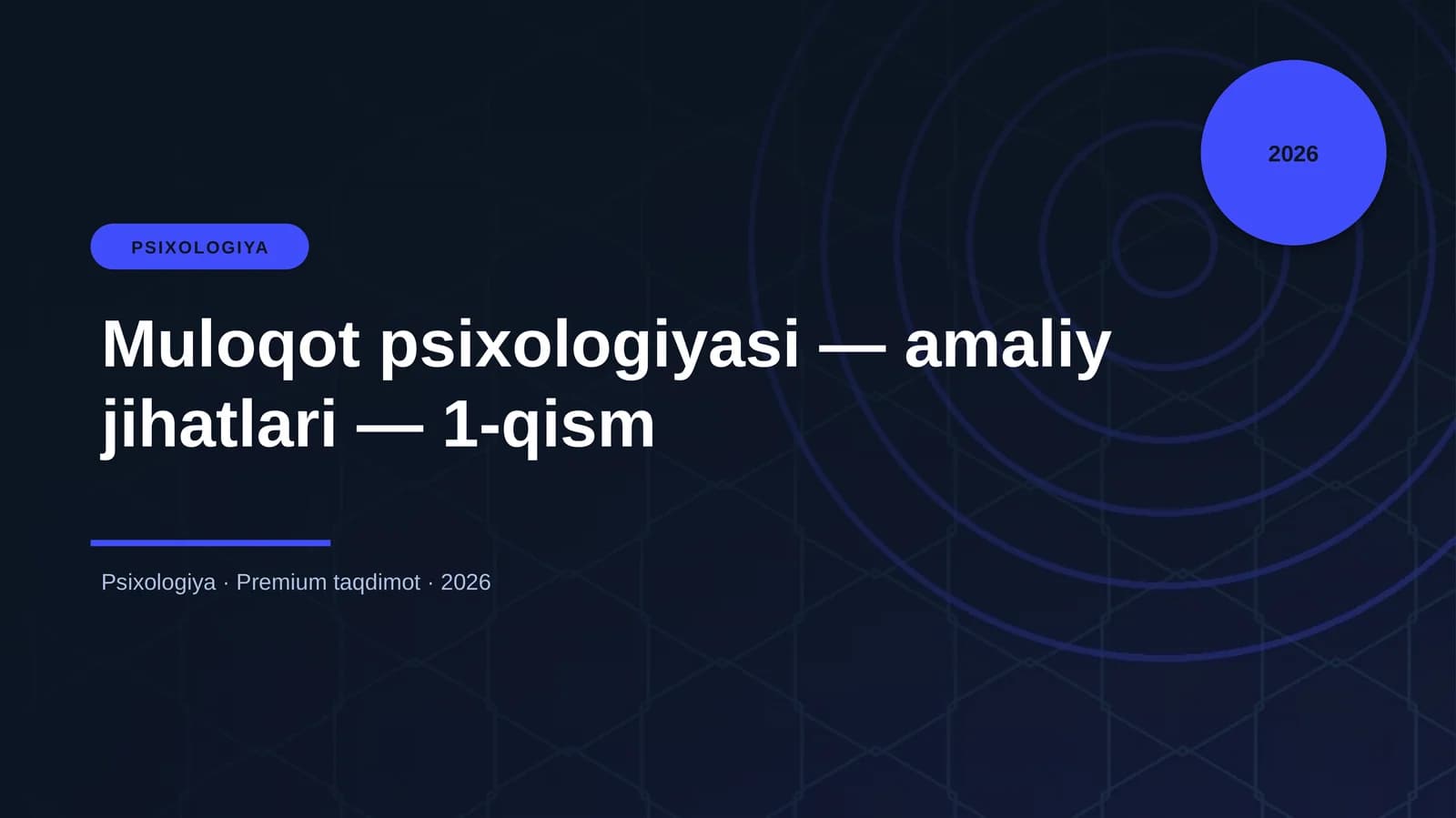 Muloqot psixologiyasi — amaliy jihatlari — 1-qism