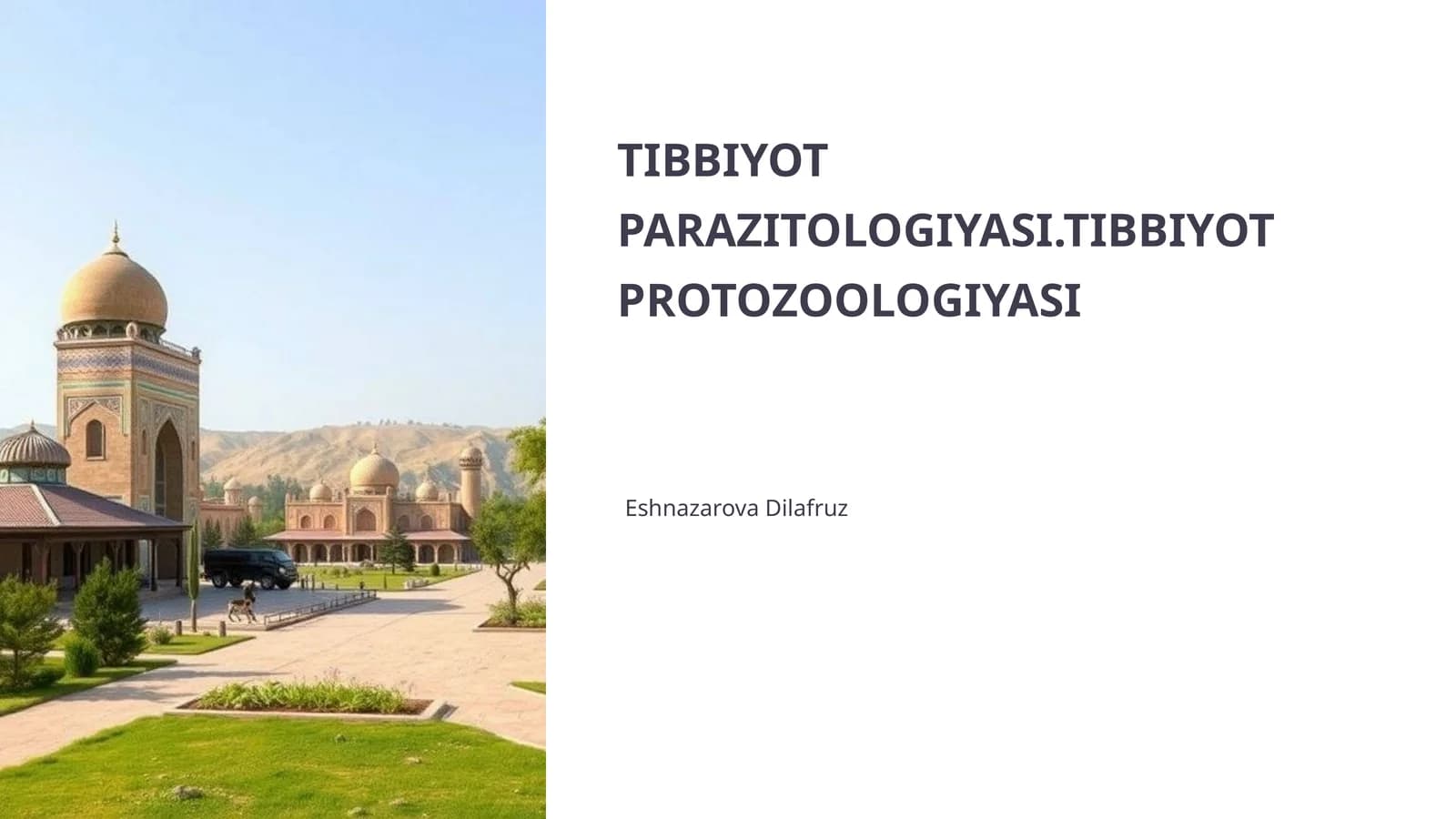 TIBBIYOT PARAZITOLOGIYASI.TIBBIYOT PROTOZOOLOGIYASI