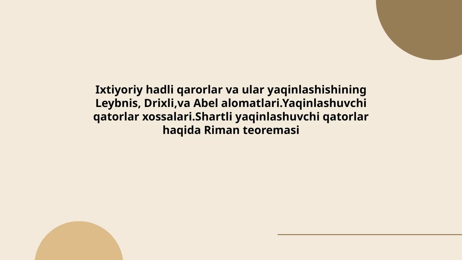 Yaqinlashuvchi qatorlar haqida Riman teoremasi