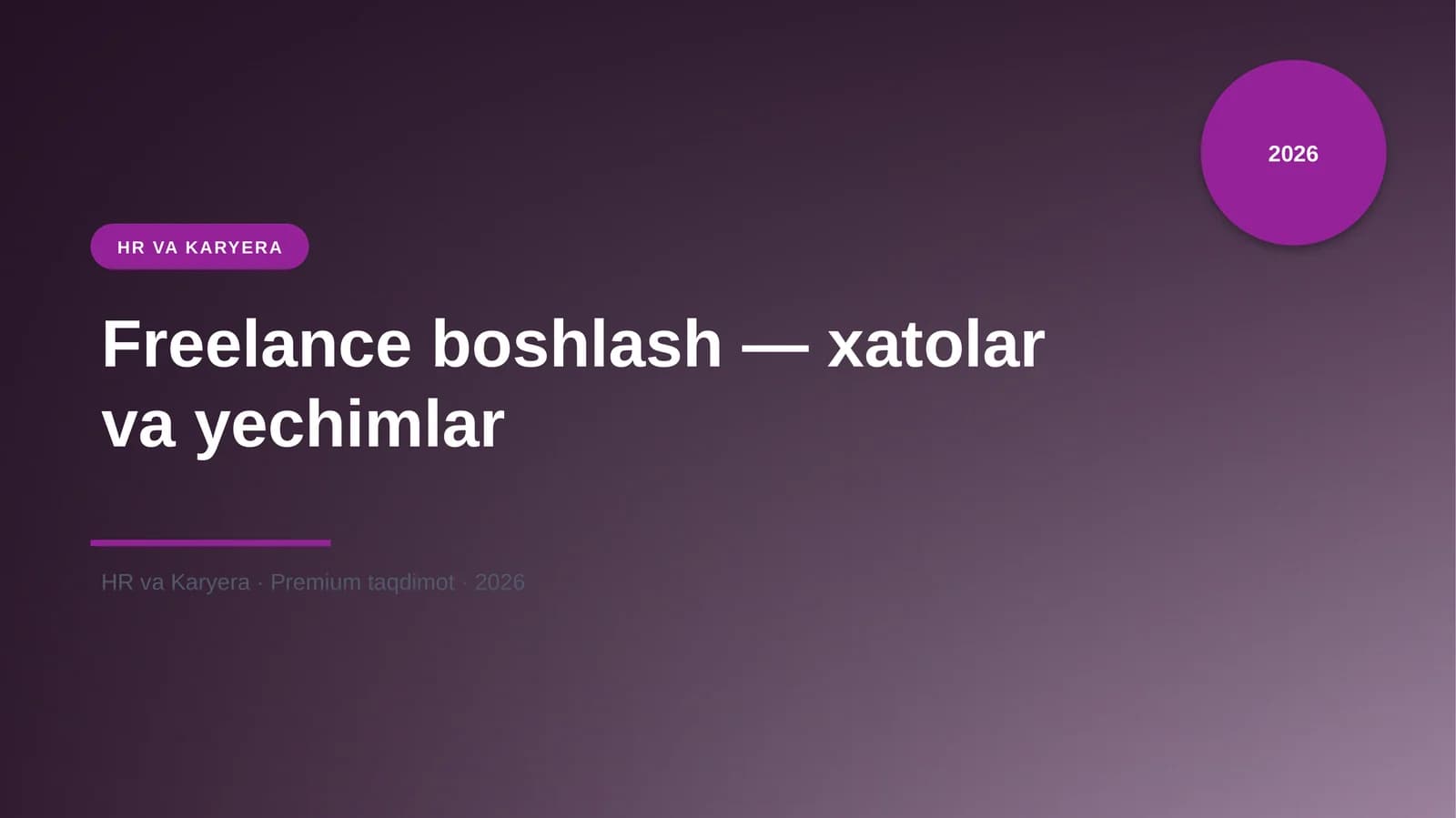 Freelance boshlash — xatolar va yechimlar