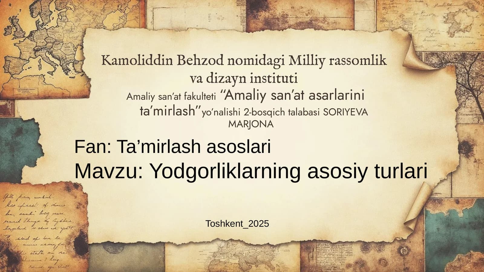 Amaliy san’at asarlarinita’mirlash