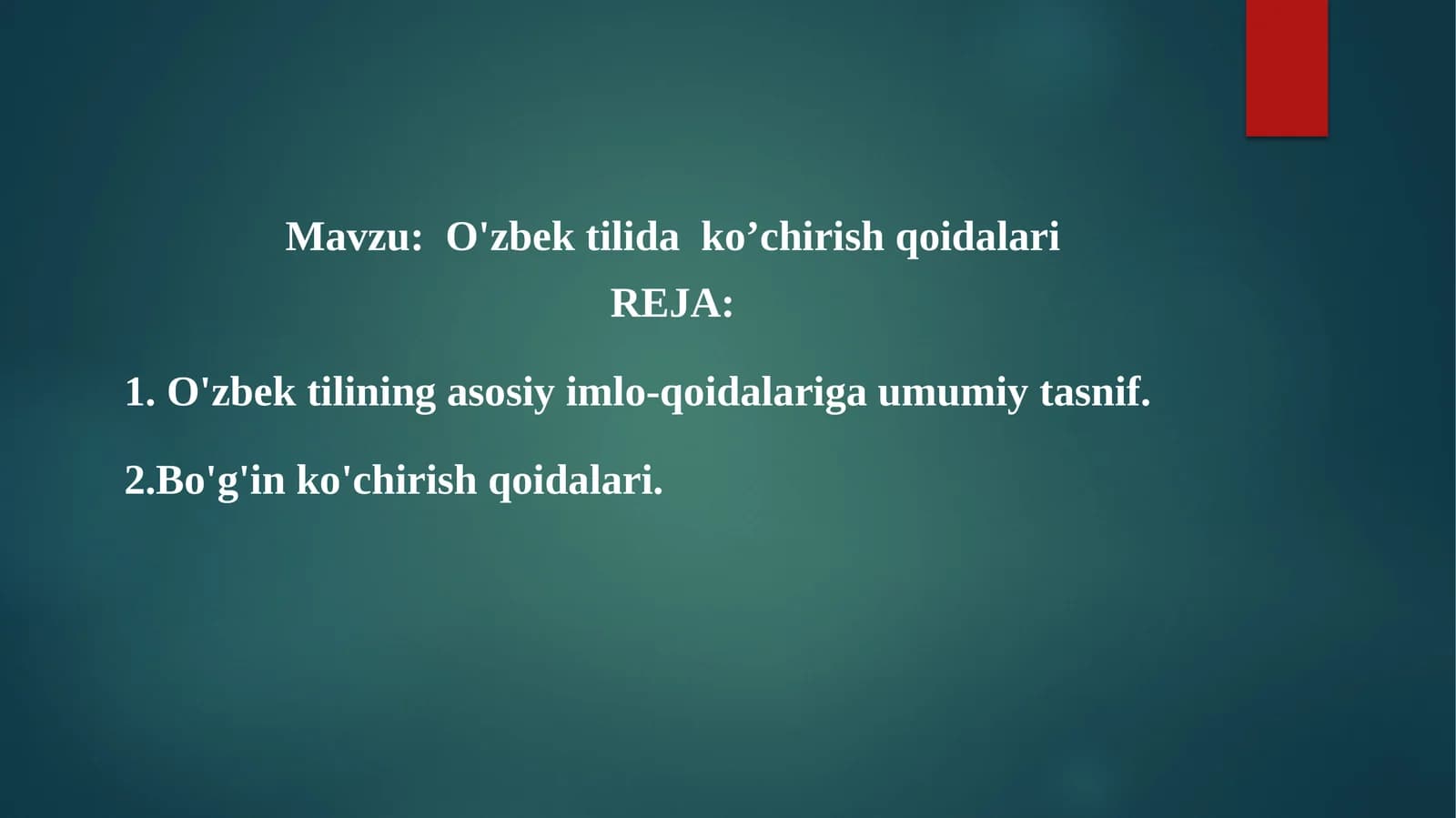 O'zbek tilida ko'chirish qoidalari