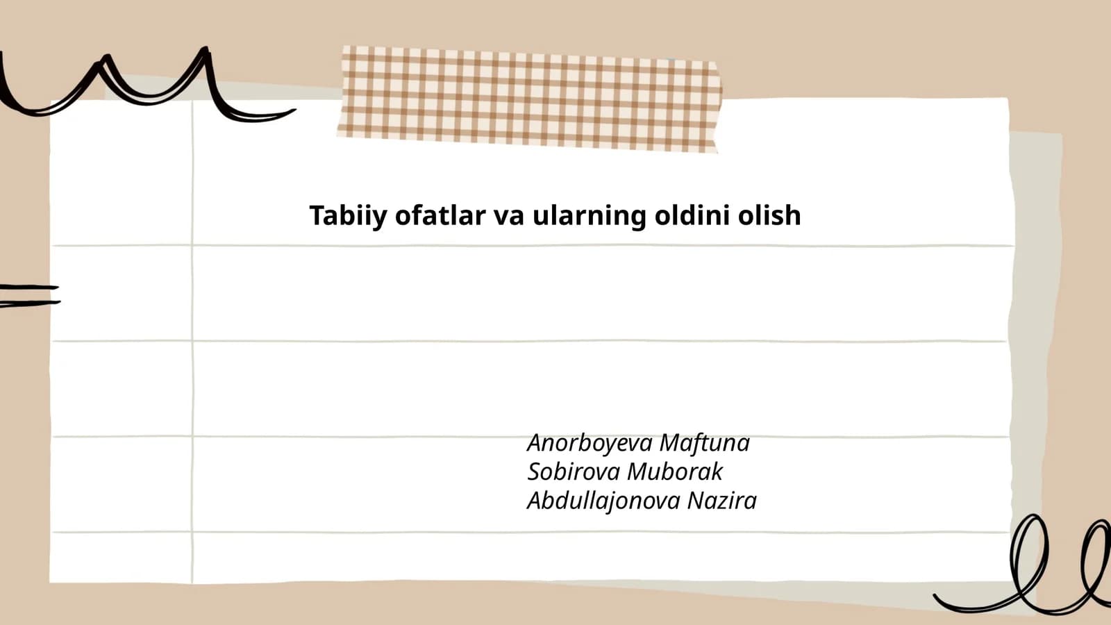 Tabiiy ofatlar va ularning oldini olish