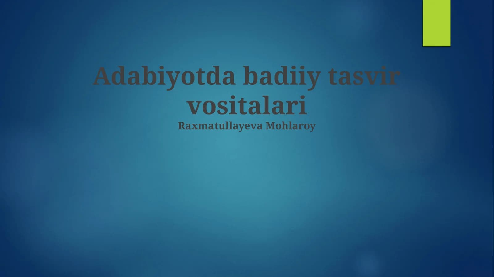 Badiiy adabiyotda Ta'rif va Metafora