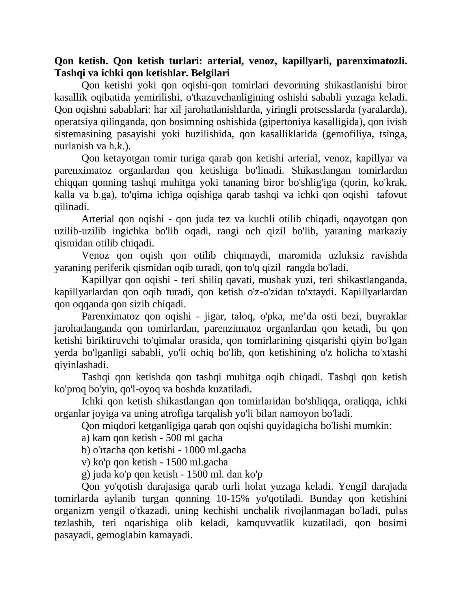 Qon ketishi