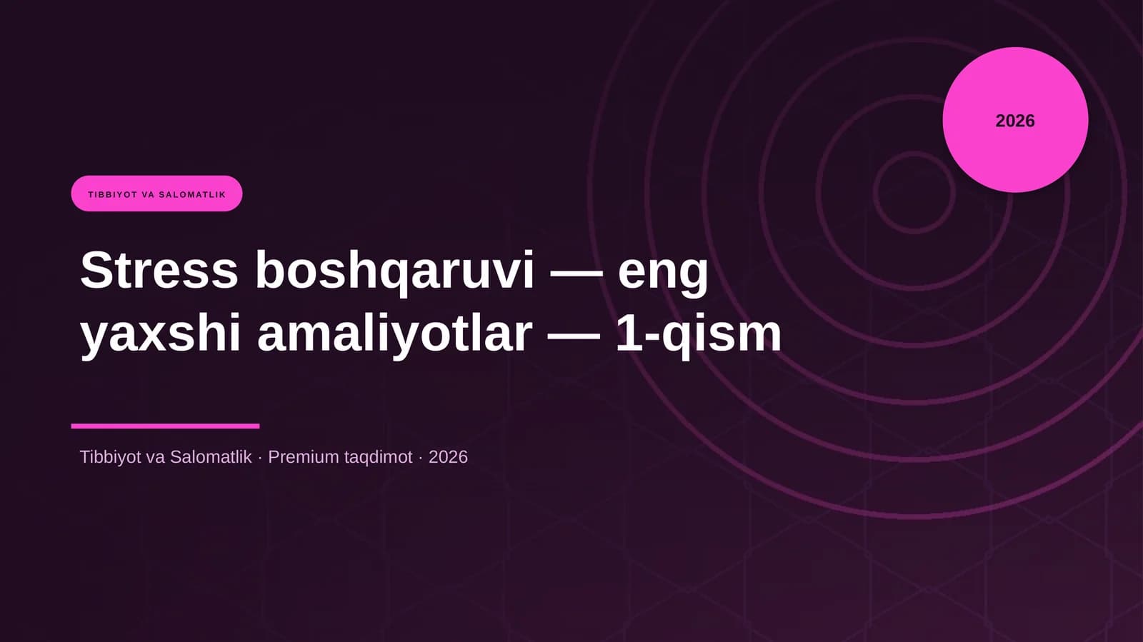 Stress boshqaruvi — eng yaxshi amaliyotlar — 1-qism