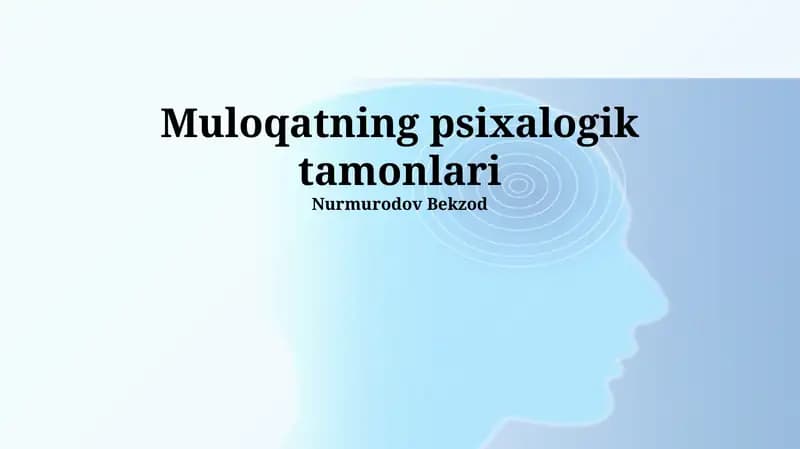 Muloqatning Psixalogik Tamonlari