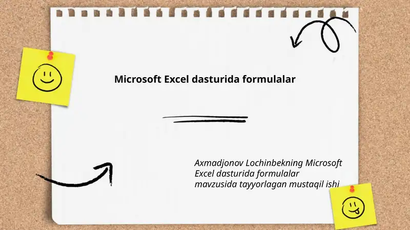 Microsoft Excel dasturida formulalar