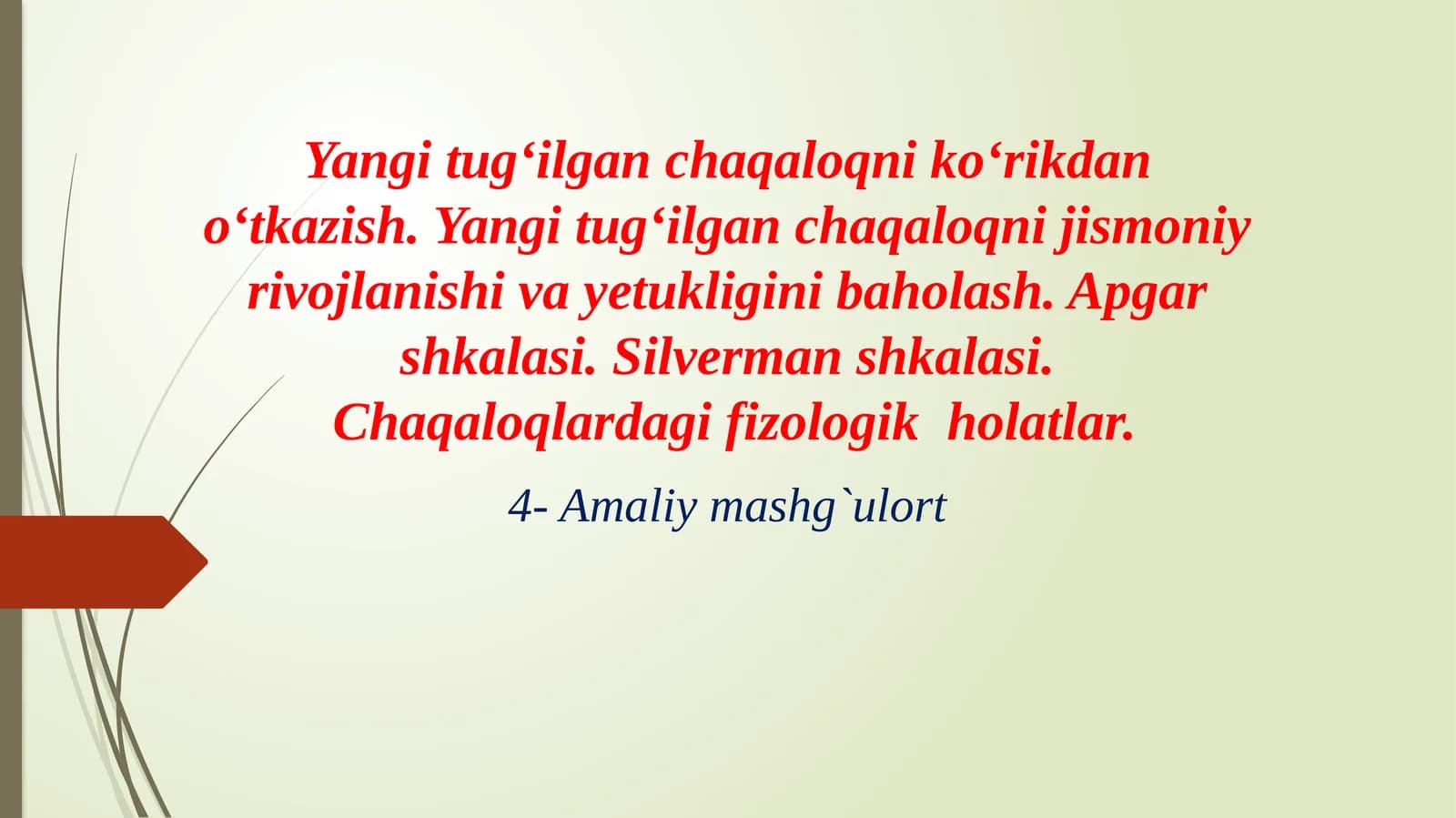 Yangi tug‘ilgan chaqaloqni ko‘rikdan o‘tkazish