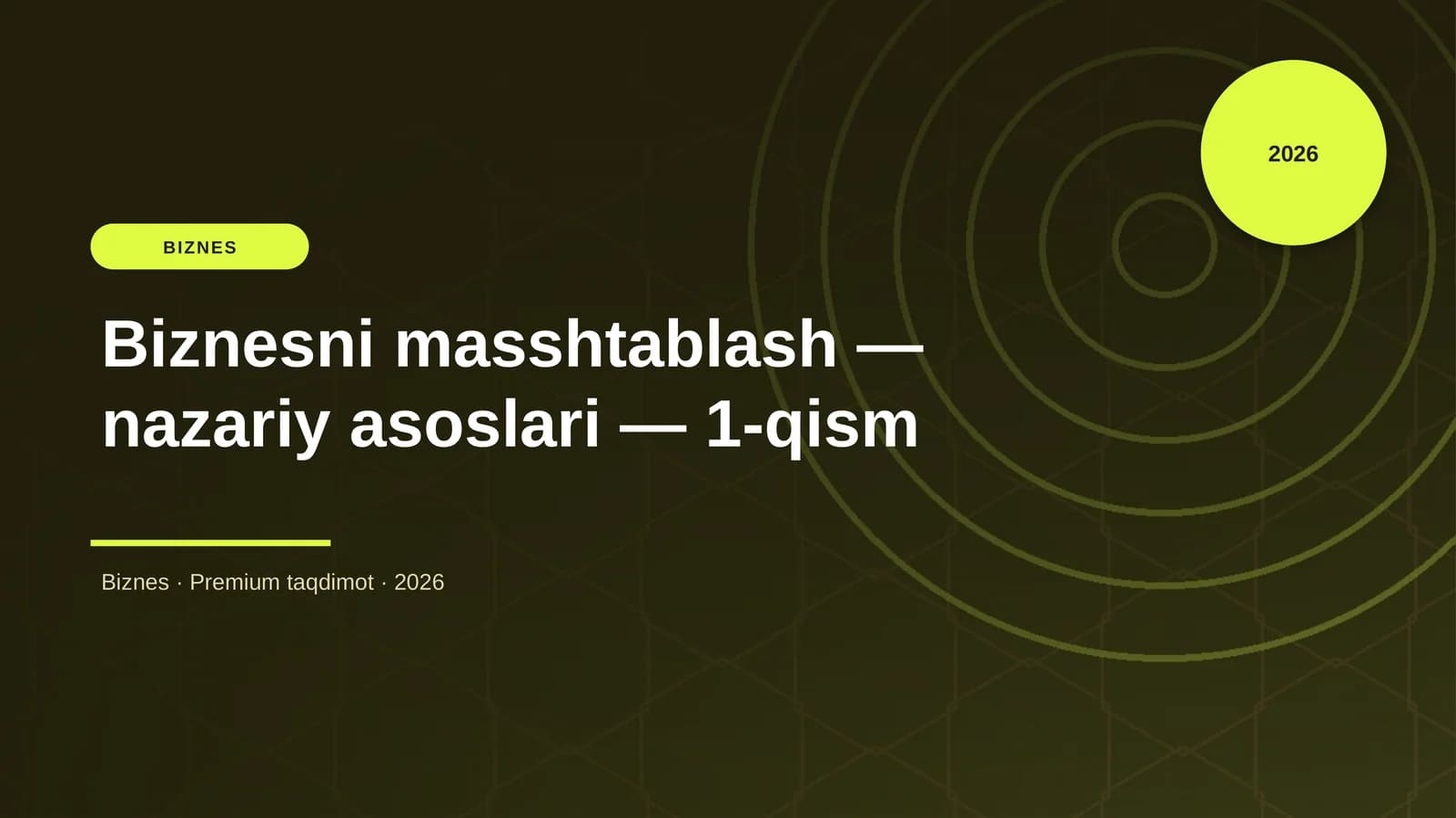 Biznesni masshtablash — nazariy asoslari — 1-qism