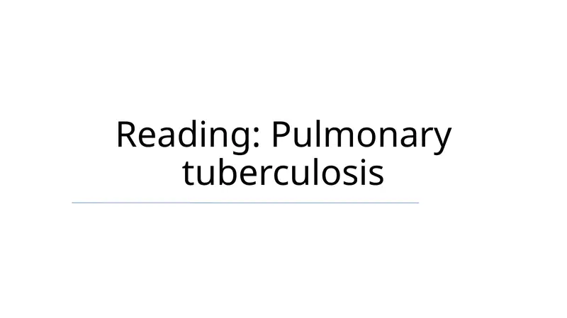 Pulmonary tuberculosis