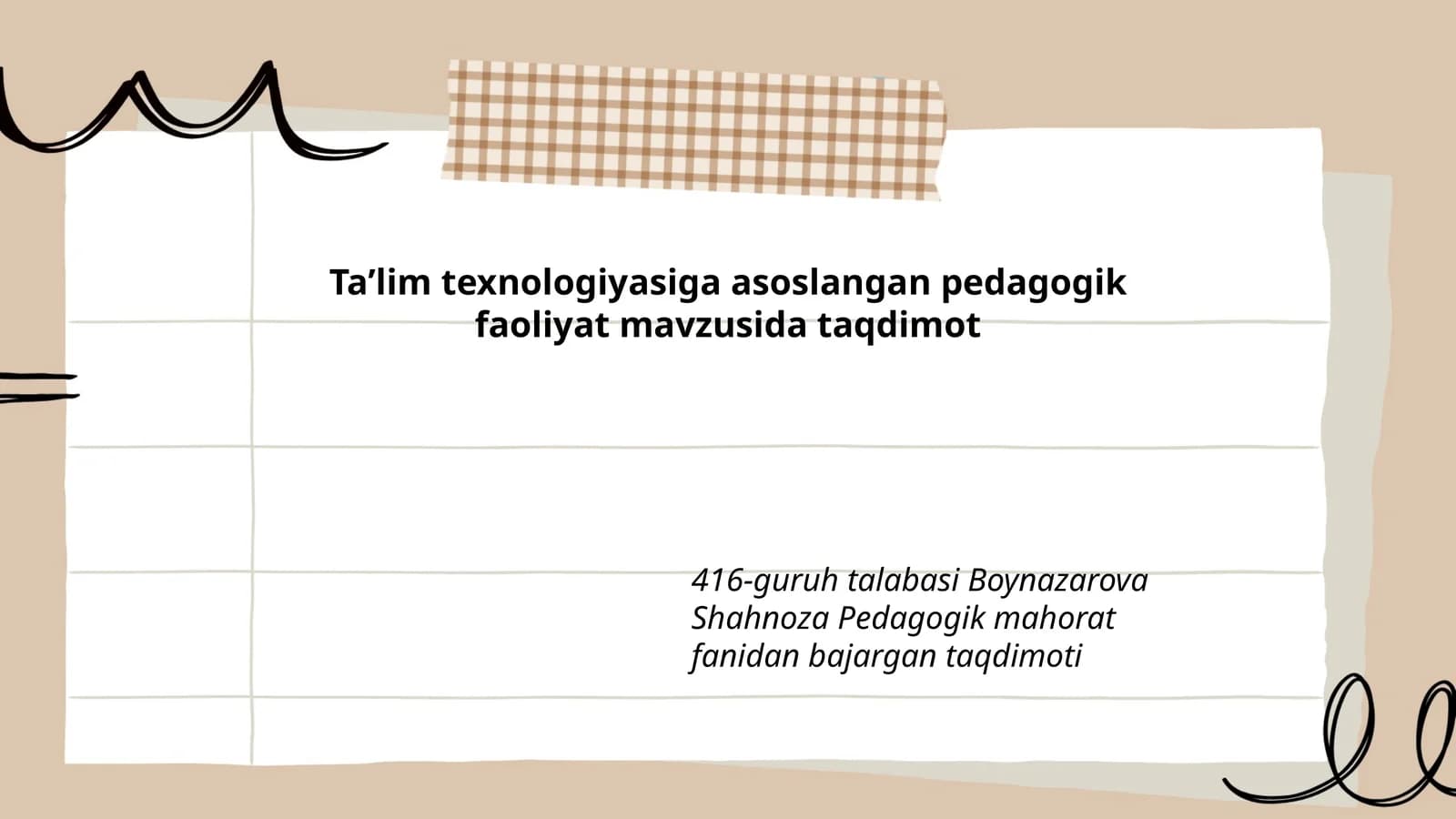 Pedagogik faoliyat mavzusida taqdimot