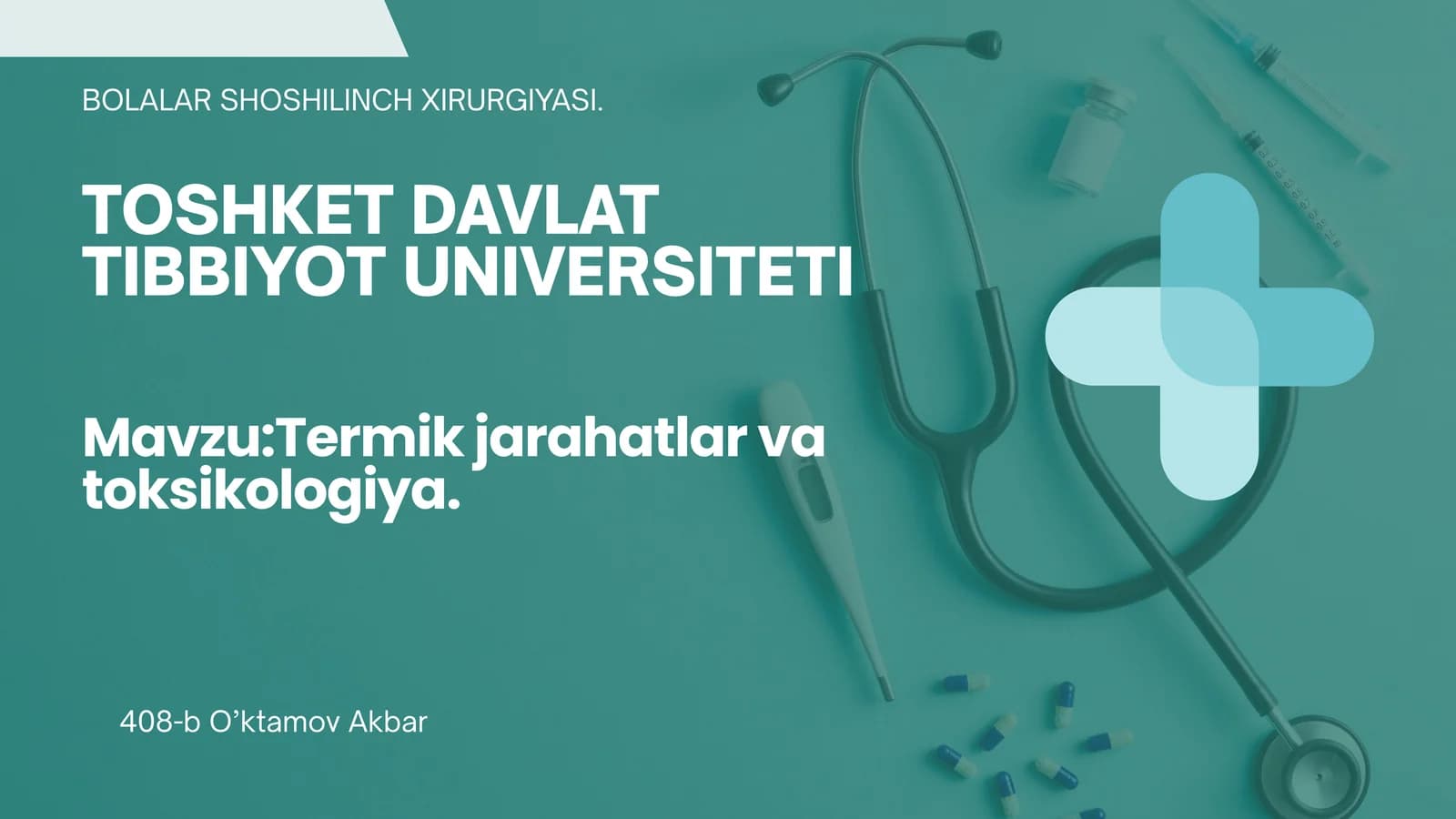 Termik Jarohatlar va Toksikologiya