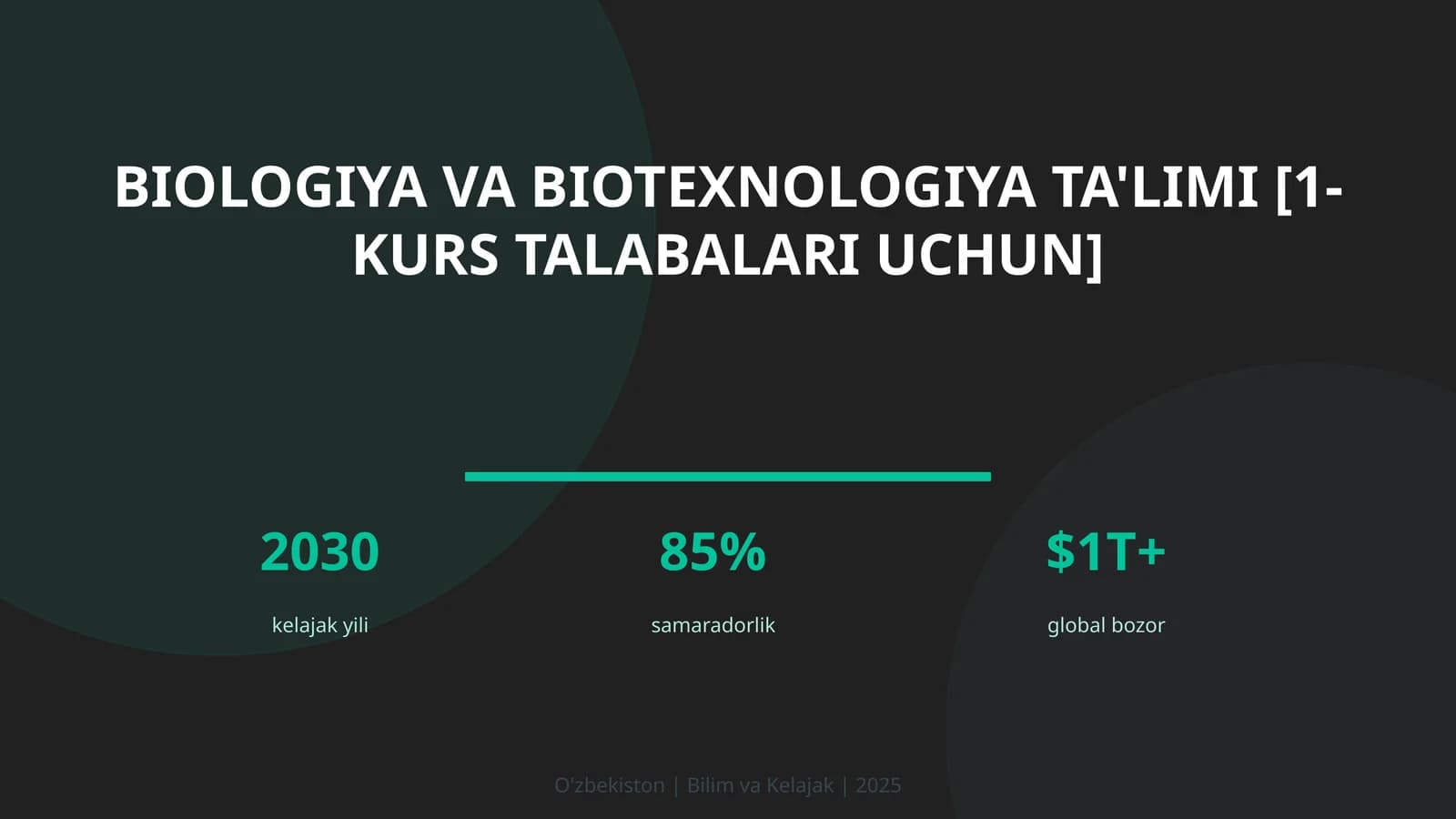 Biologiya va biotexnologiya ta'limi [1-kurs talabalari uchun]