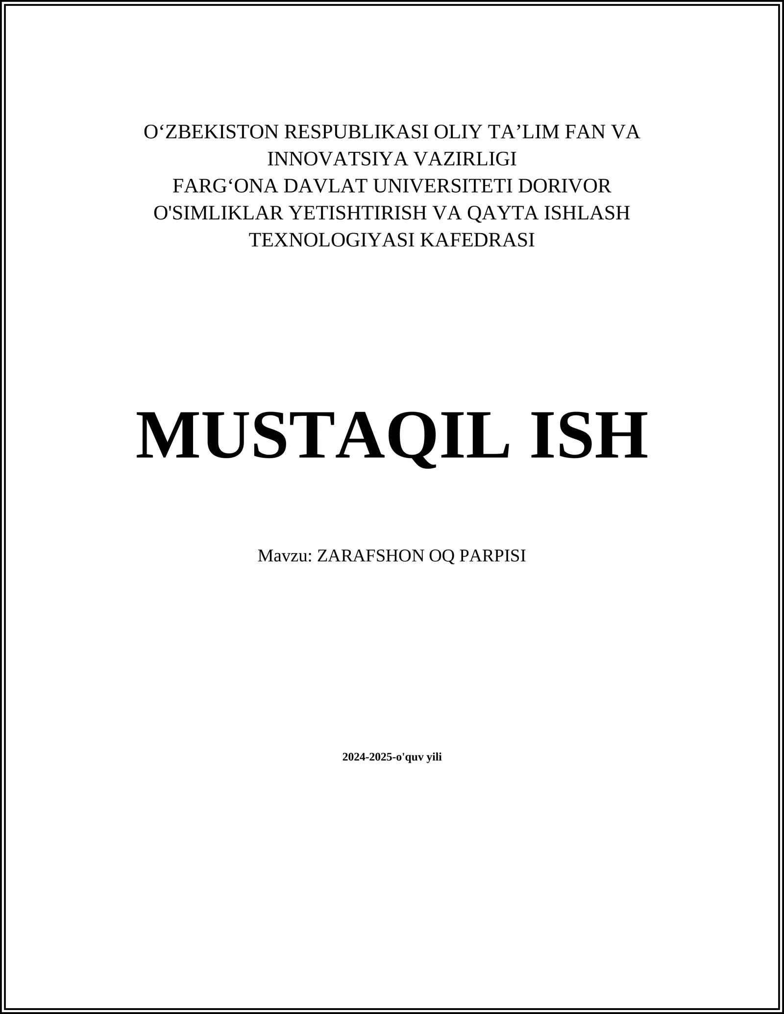 ZARAFSHON OQ PARPISI
