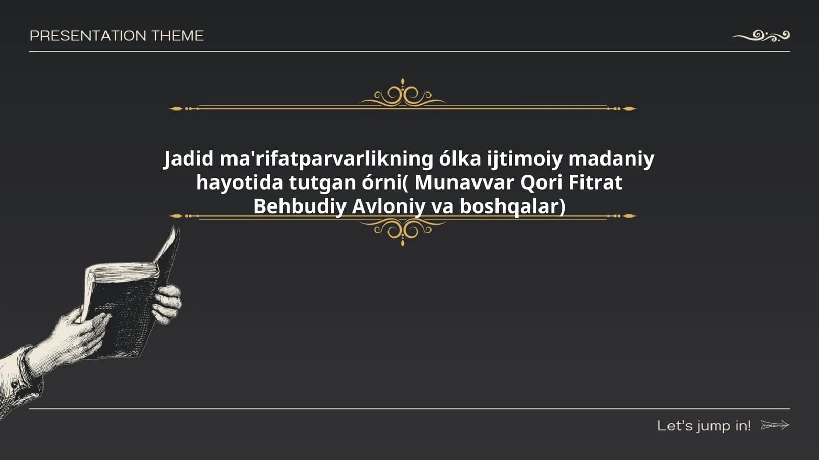 Jadid ma'rifatparvarlikning ólka ijtimoiy madaniy hayotida tutgan órni( Munavvar Qori Fitrat Behbudiy Avloniy va boshqalar)