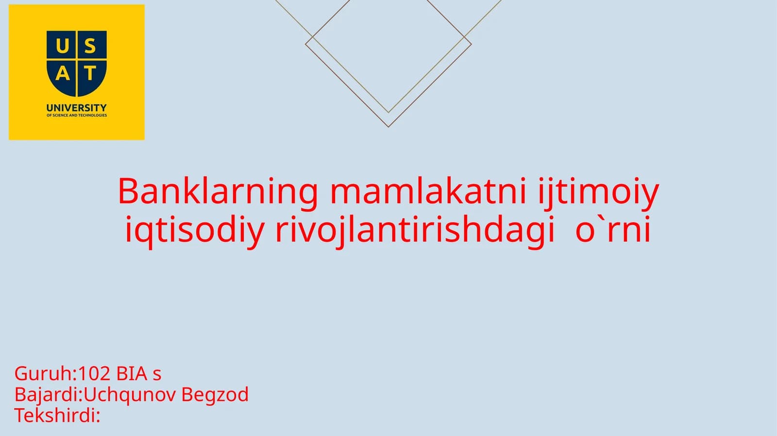 Banklarningmamlakatniijtimoiyiqtisodiyrivojlantirishdagio`rni